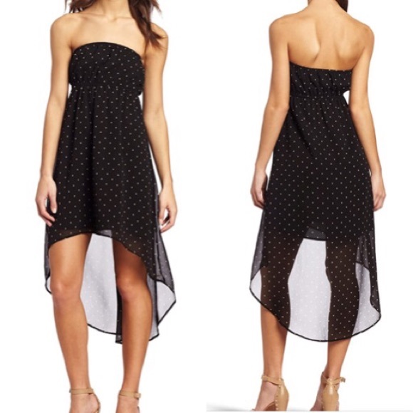O'Neill Dresses & Skirts - O’Neill Black Tan Fifi Polka Dot Strapless Dress M